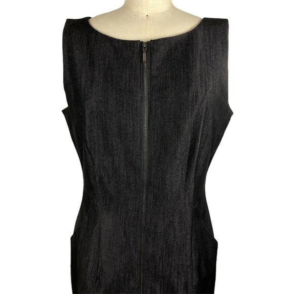 CALVIN KLEIN Zip Front Sheath Dress Pockets Grey 6 - Picture 3 of 7